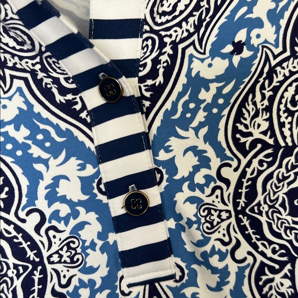 J.McLaughlin Blue Patterned Women's Top sz M like New - Picture 2 of 3